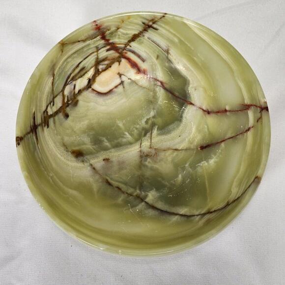 Vintage Natural Banded Onyx 6 Inch Stone Candy Dish Or Bowl - Picture 3 of 7